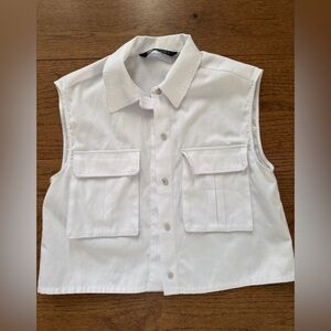 Zara White Sleeveless Blouse
